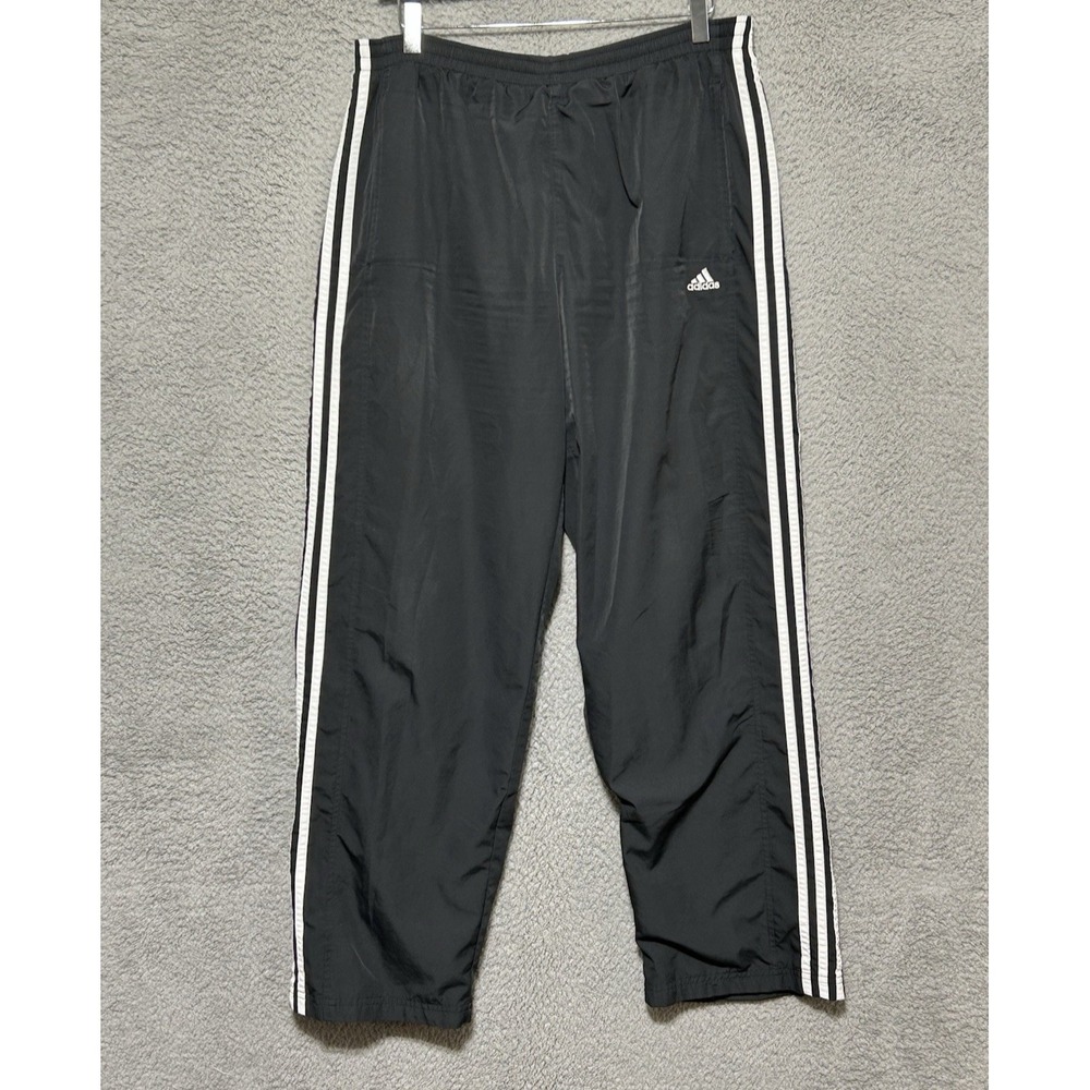 Adidas Track Pants Mens‎ Medium Black Mesh Lined 3 Stripe Zip Ankle Athletic Run